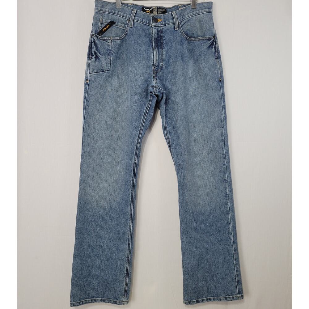 Ariat M4 Rebar Relaxed Boot Jeans men's size 34x34 in Blue Haze Denim Workwear